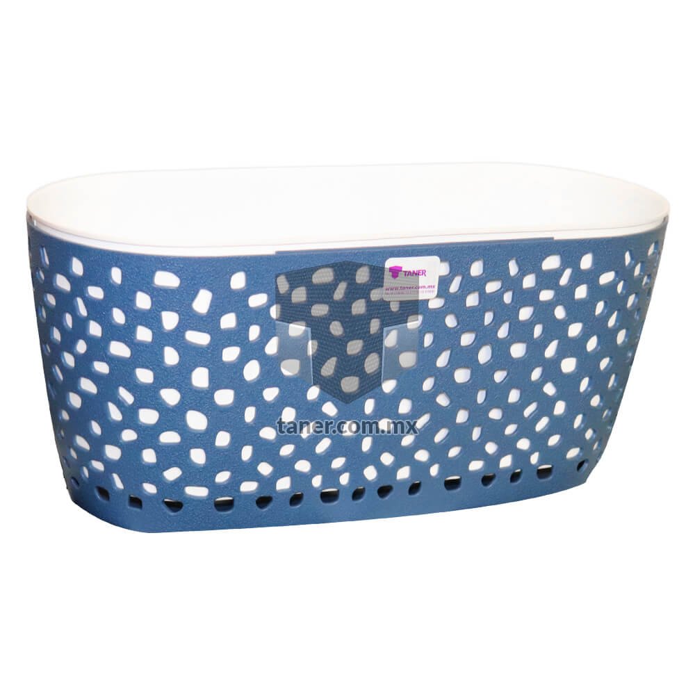 Maceta Petalos Ovalada 14″ Blanco-Azul