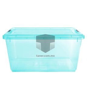 Venta de Anaqueles TANER Organizadora de Espacios CDMX y Queretaro-Contenedor Azul Transparente con Broches Negros